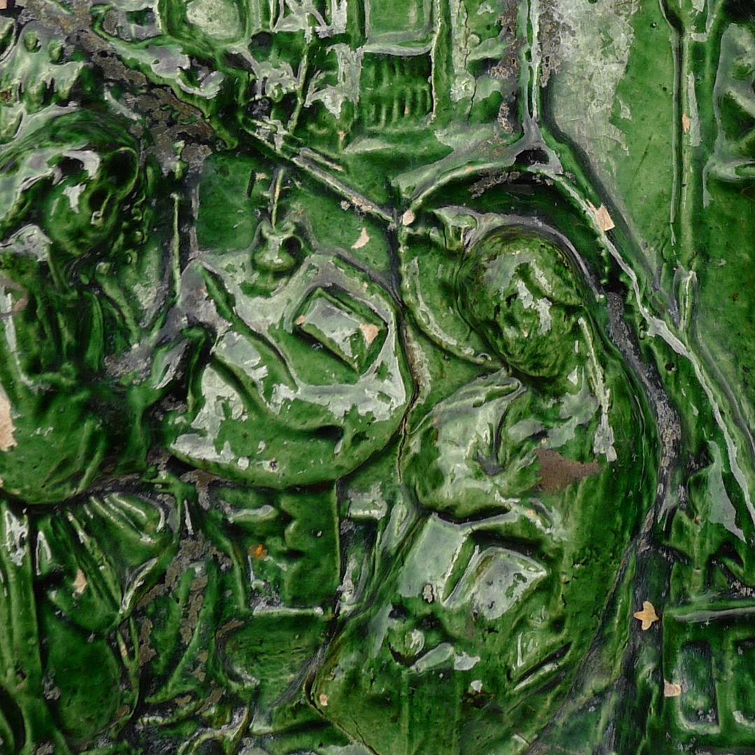 Maria, St. Georg und Friedrich III. (Prunkkachelofen) Detail mit Maria und Engel