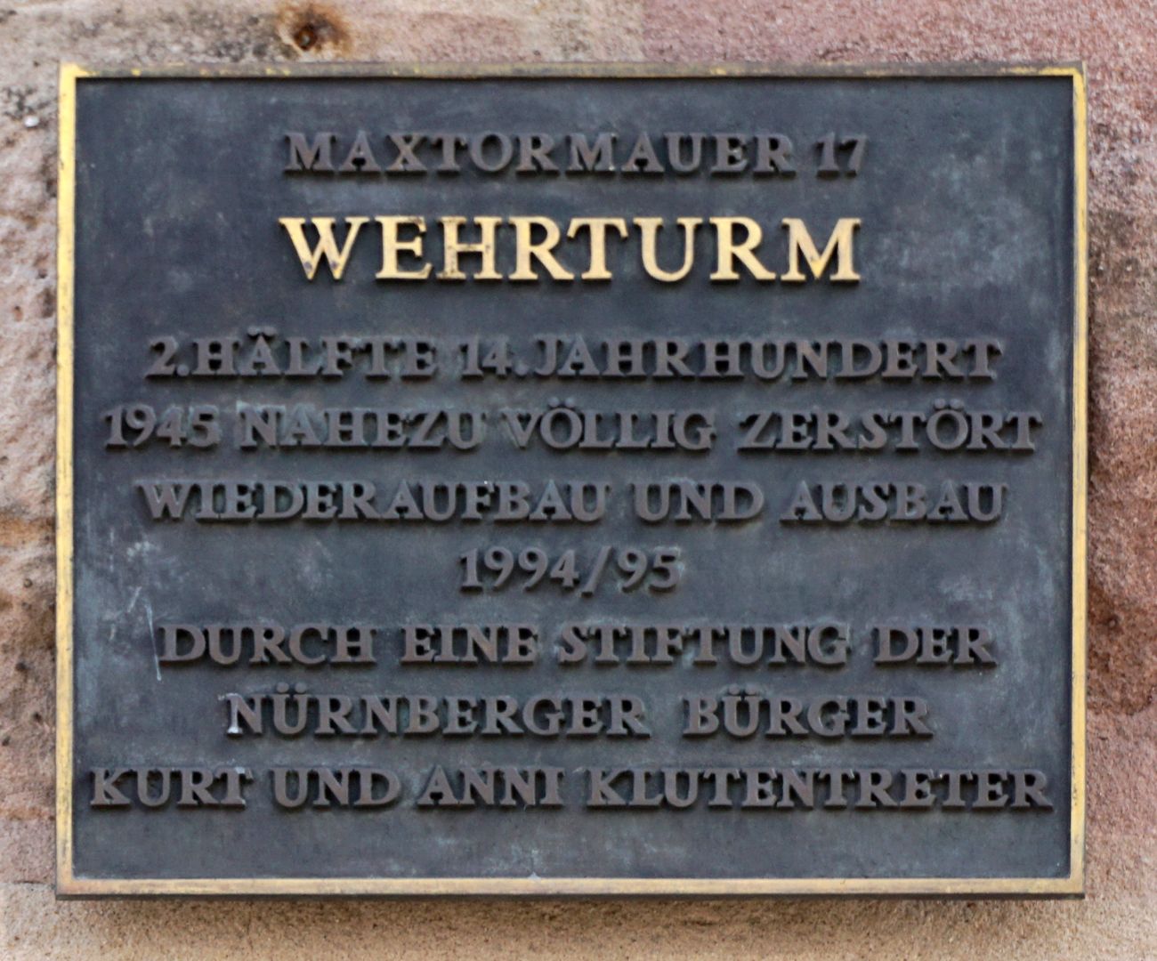 Wehrturm (Schwarz J) Stiftertafel