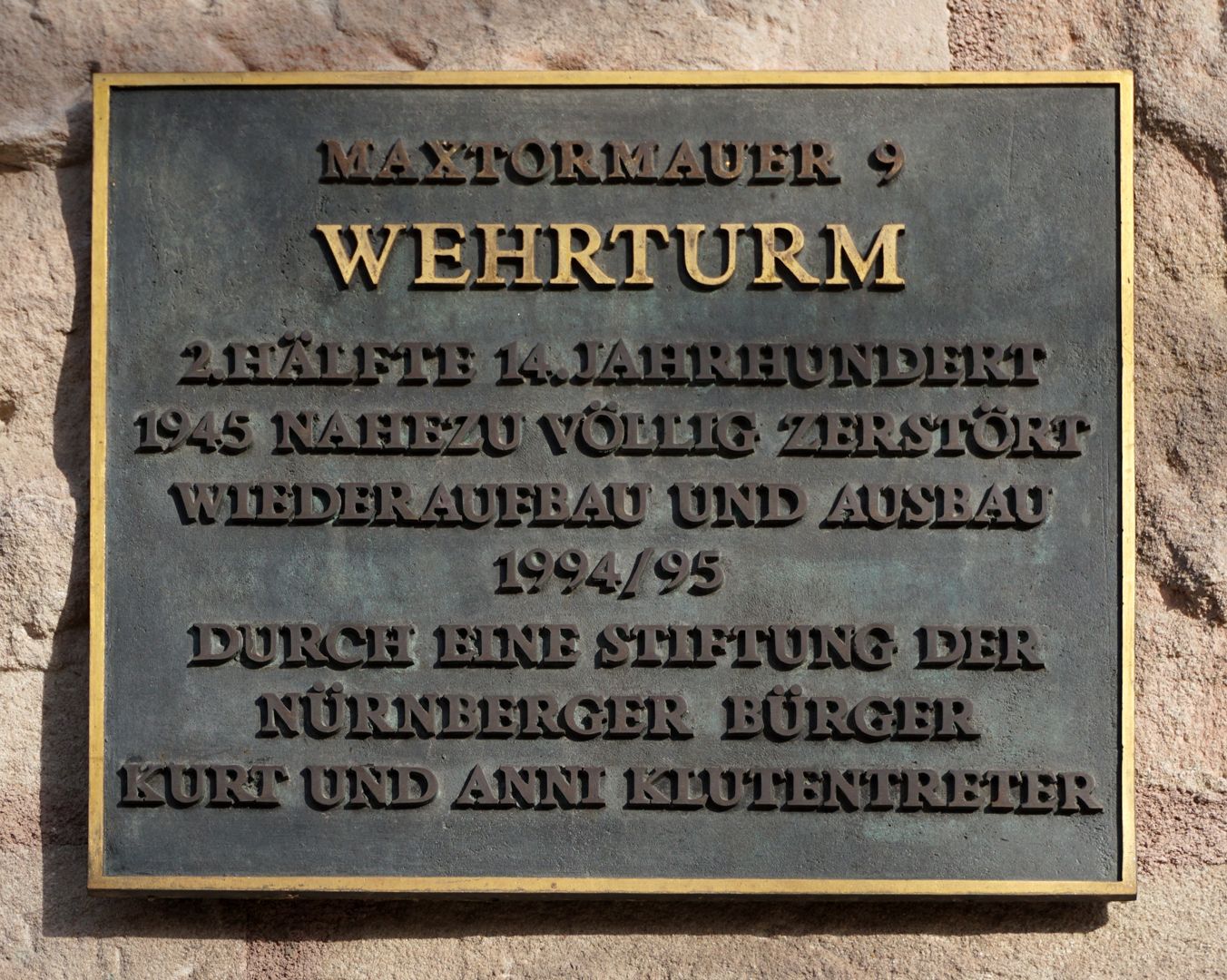 Wehrturm (Schwarz H) Stiftertafel