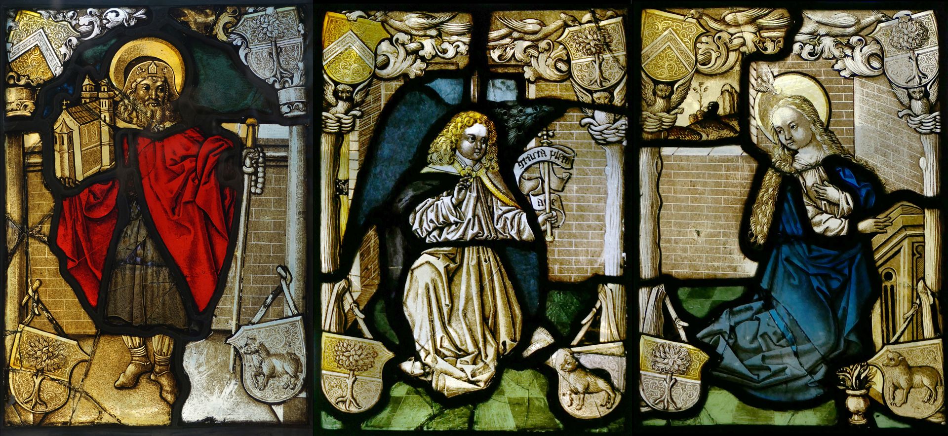 Fenster I 1b des Sebalder Chörleins Fenster aus dem Chörlein neben zwei aus der Sakristei von St. Sebald