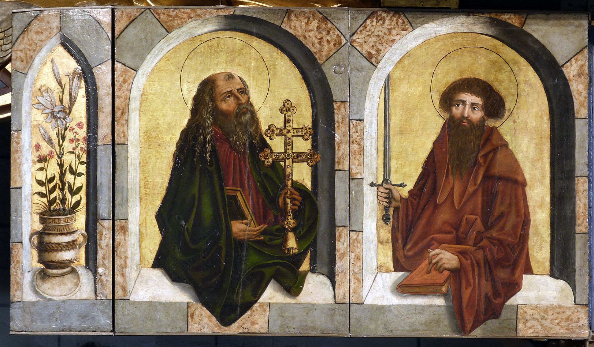 Zwickau high altarpiece Predella, aufgeklappter linker Flügel mit Antonius und Paulus