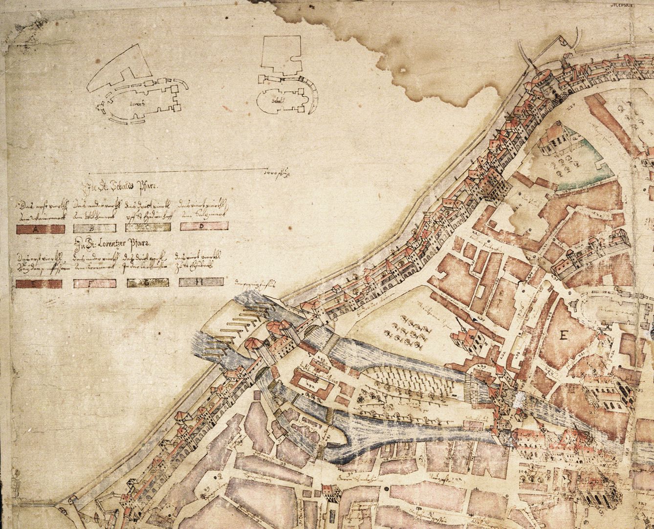 This City of Nuremberg within its enclosing walls… Left upper quarter of the map