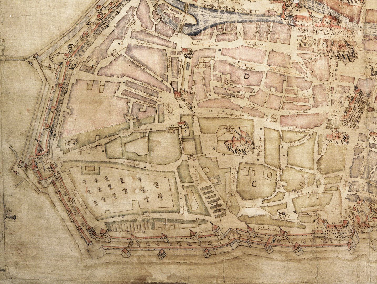 This City of Nuremberg within its enclosing walls… Left lower quarter of the map