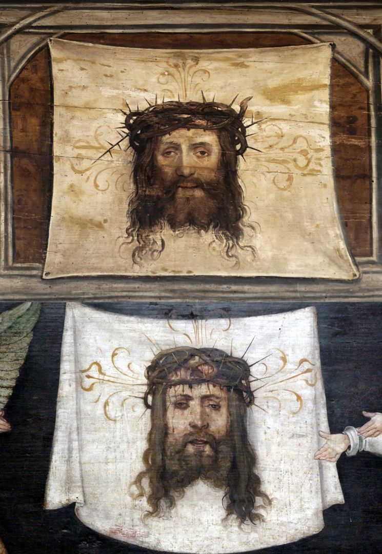 Altar of the Beautiful Mary sweat cloth of Veronica, image comparison: above Schwabach / below Wendelstein