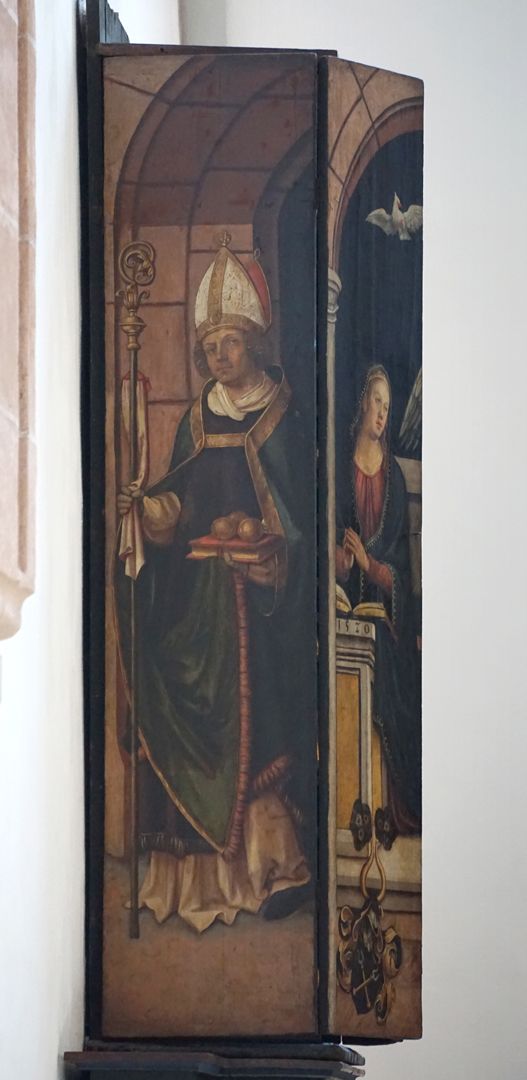 Altar der Schönen Maria Geschlosserner Alter, linke Seitentafel mit Heiligem Nikolaus von Myra