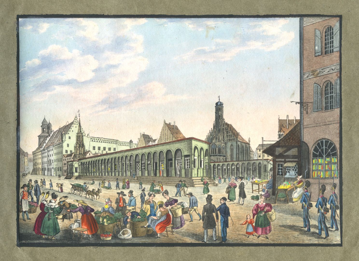 Ansichten von Nürnberg und seinen Umgebungen "Der Marktplatz in Nürnberg"