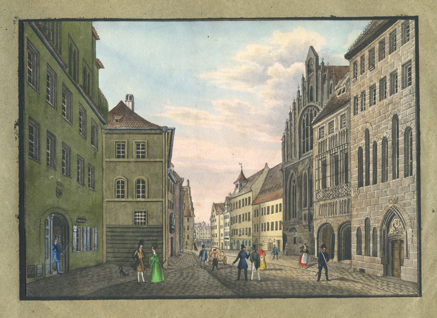 Ansichten von Nürnberg und seinen Umgebungen "Rathhausgasse in Nürnberg"