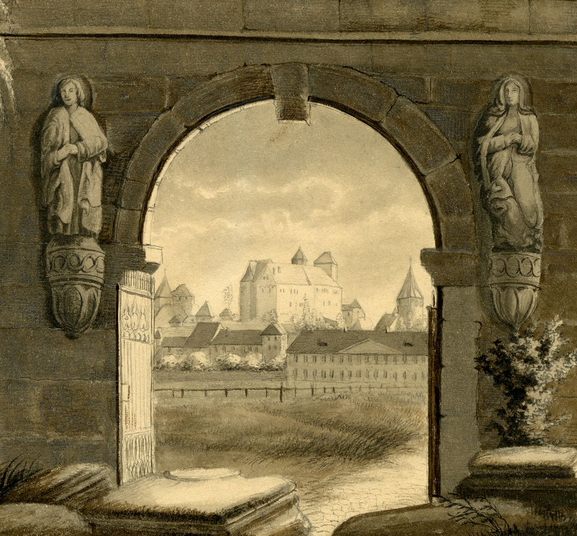Eingangsportal am Johannisfriedhof Detailansicht