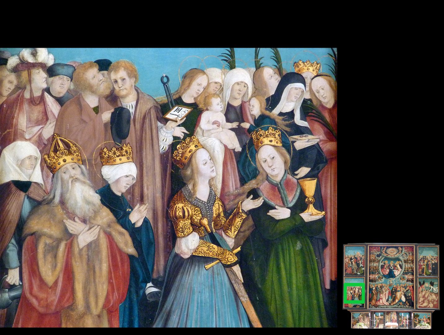 Auhauser Allerheiligenaltar Die untere Tafel des linken Flügels, Detailansicht