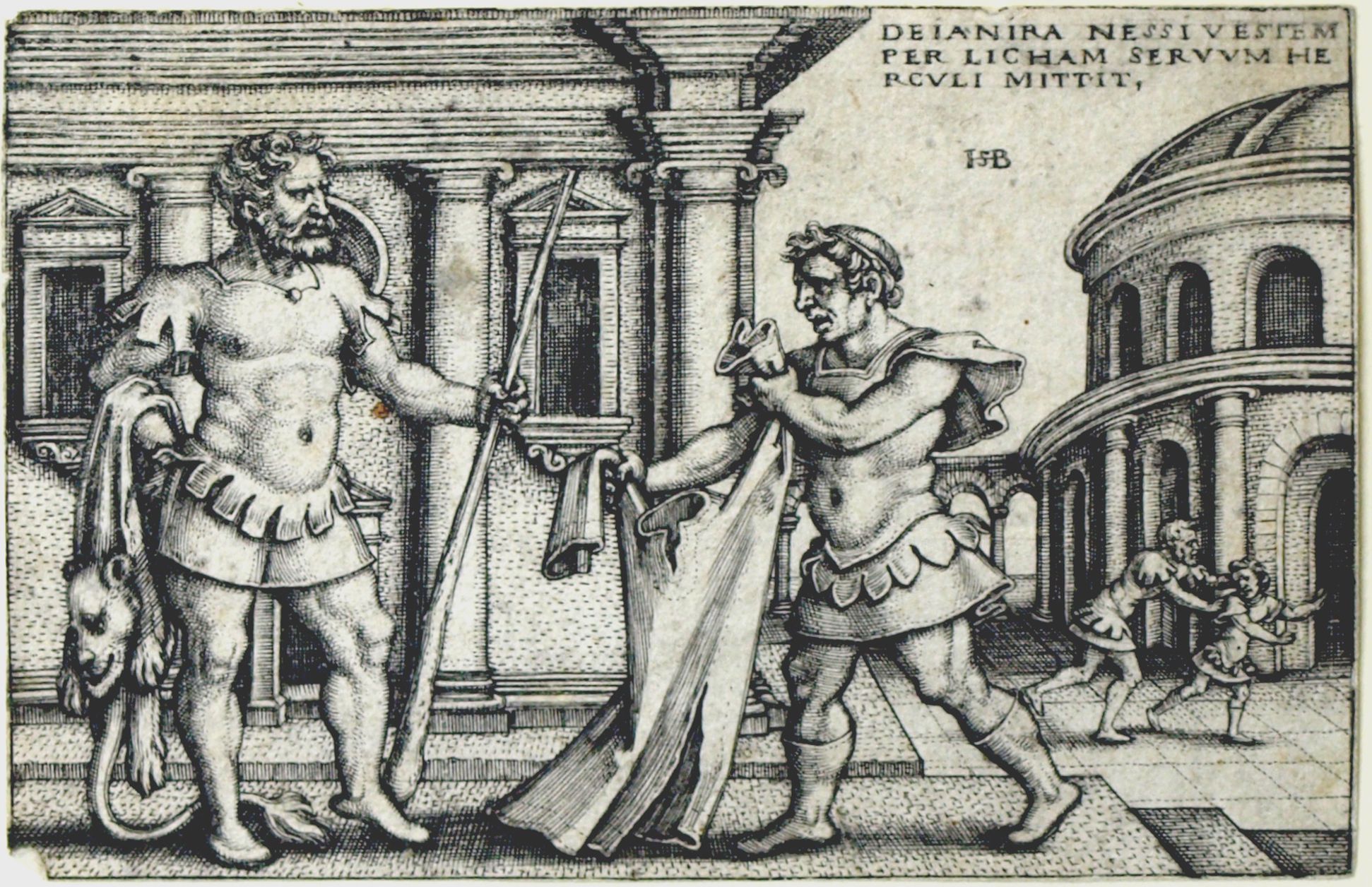 The deeds of Hercules Dejanira sends Hercules the robe of Nessus by the slave Lichas, 53 x 78 mm
