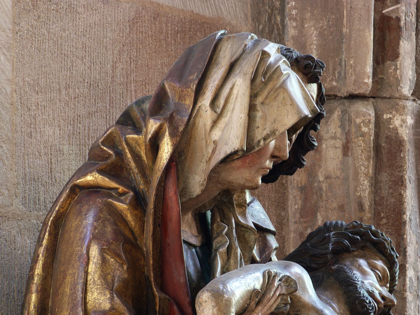 Great Pietà Torso of Mary, side view from the left