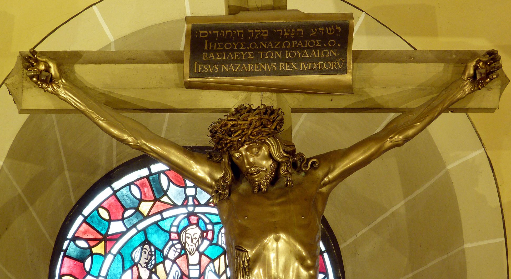 Crucifix Upper part of the body with inscription plate