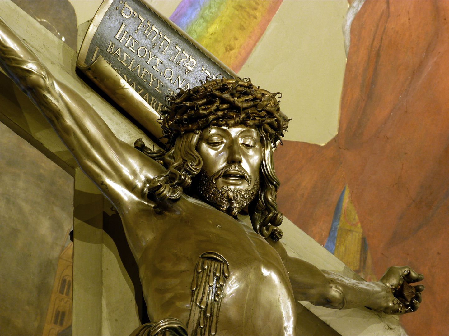 Crucifix View from below with wound in Christ´s side