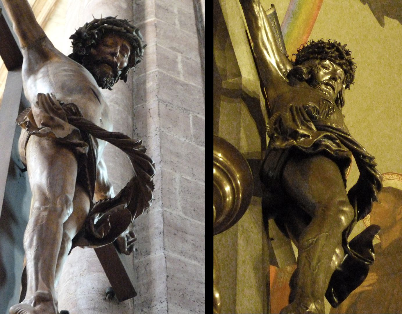 Crucifix Comparison with crucifix (1520) by VeiT Stoss in St. Sebaldus Church, view from below, diagonal view from below with flying loin cloth