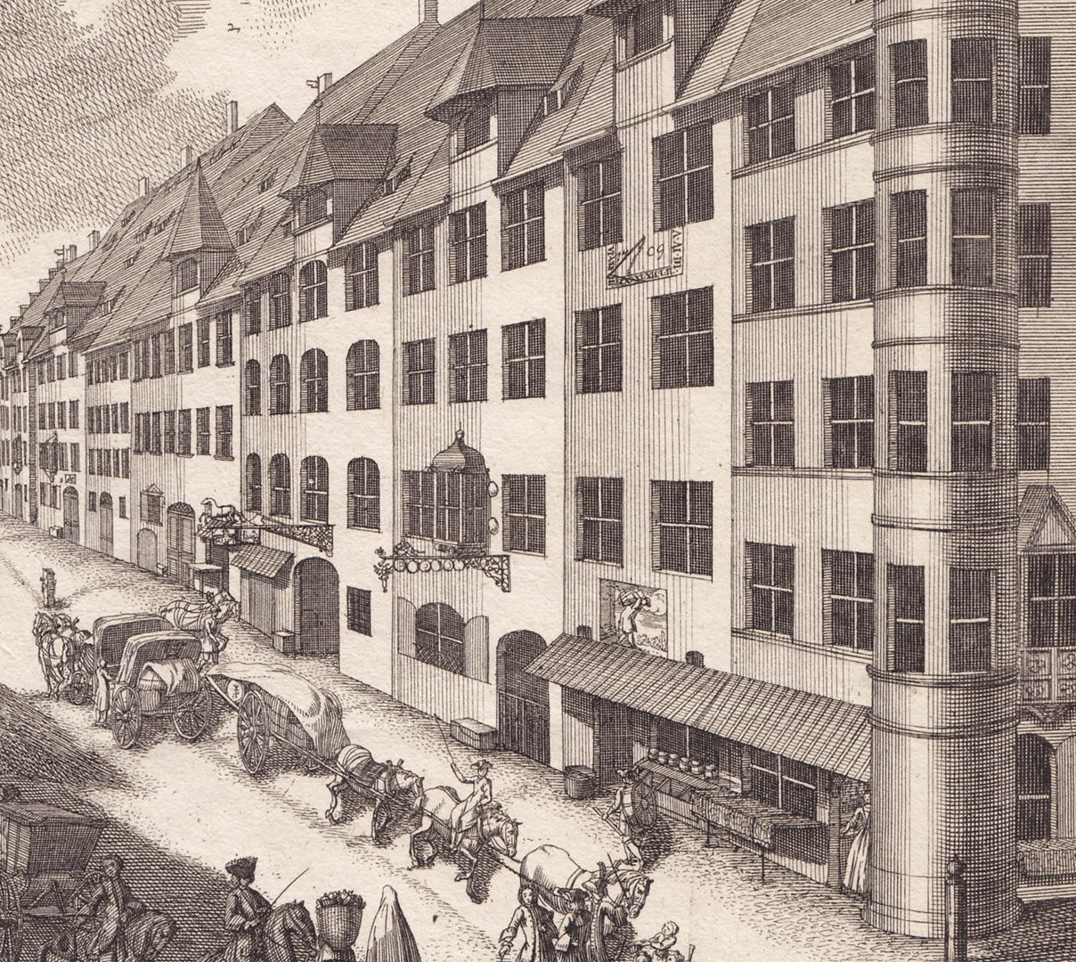 Heumarkt Häuserzeile an der Nordseite des Platzes (heutiger Theresienplatz)
