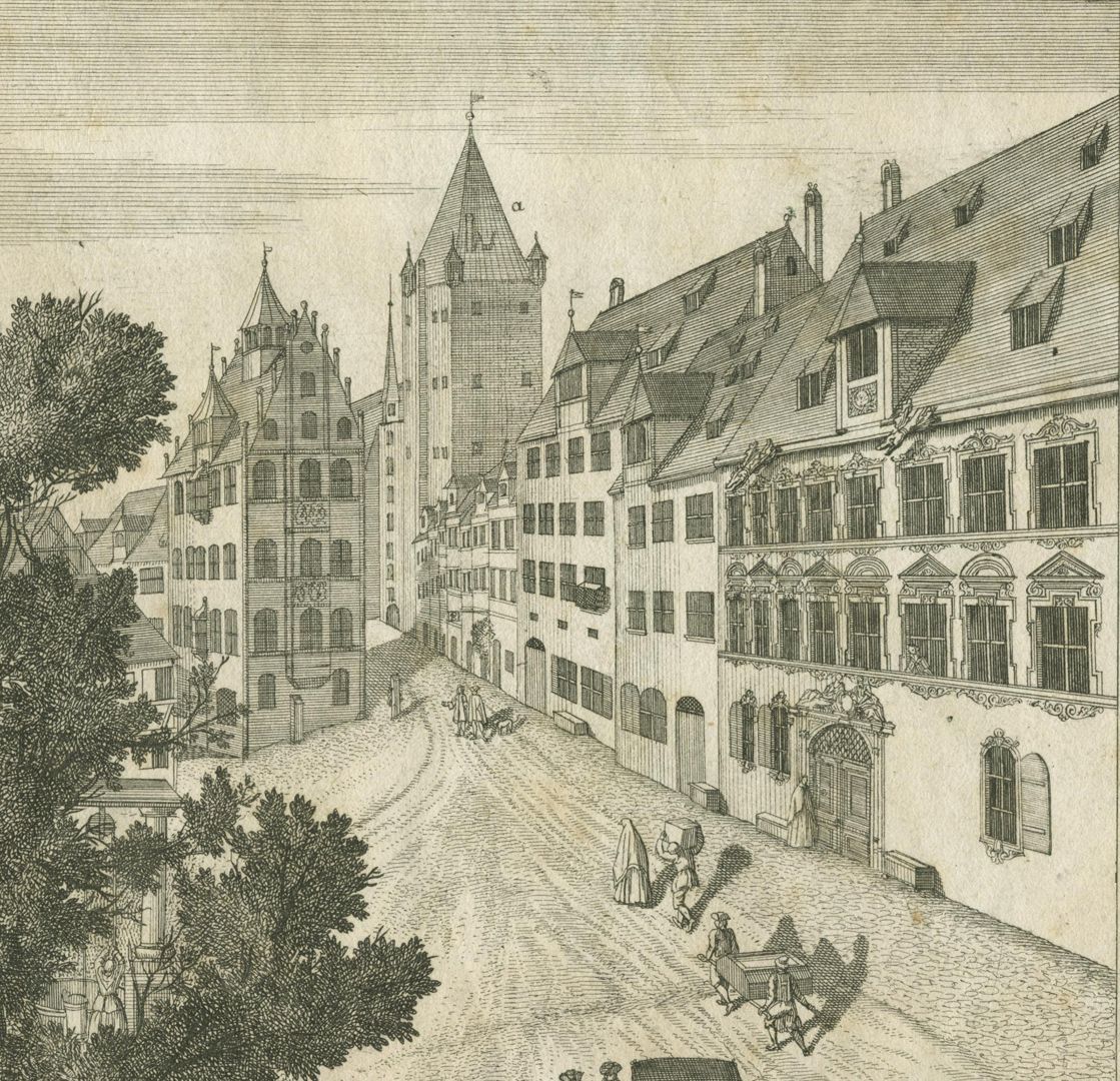 Bannersberg links oben das Topplerhaus / oben der als Gefängnis genutzte Turm Luginsland der Kaiserstallung