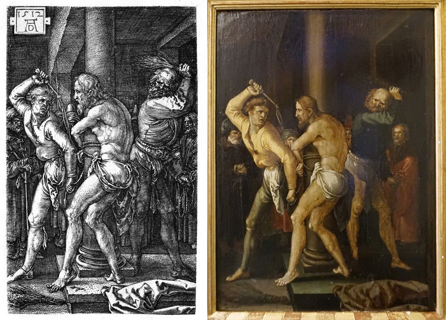 Die Geißelung Christi Kupferstich von 1512 und Gemälde