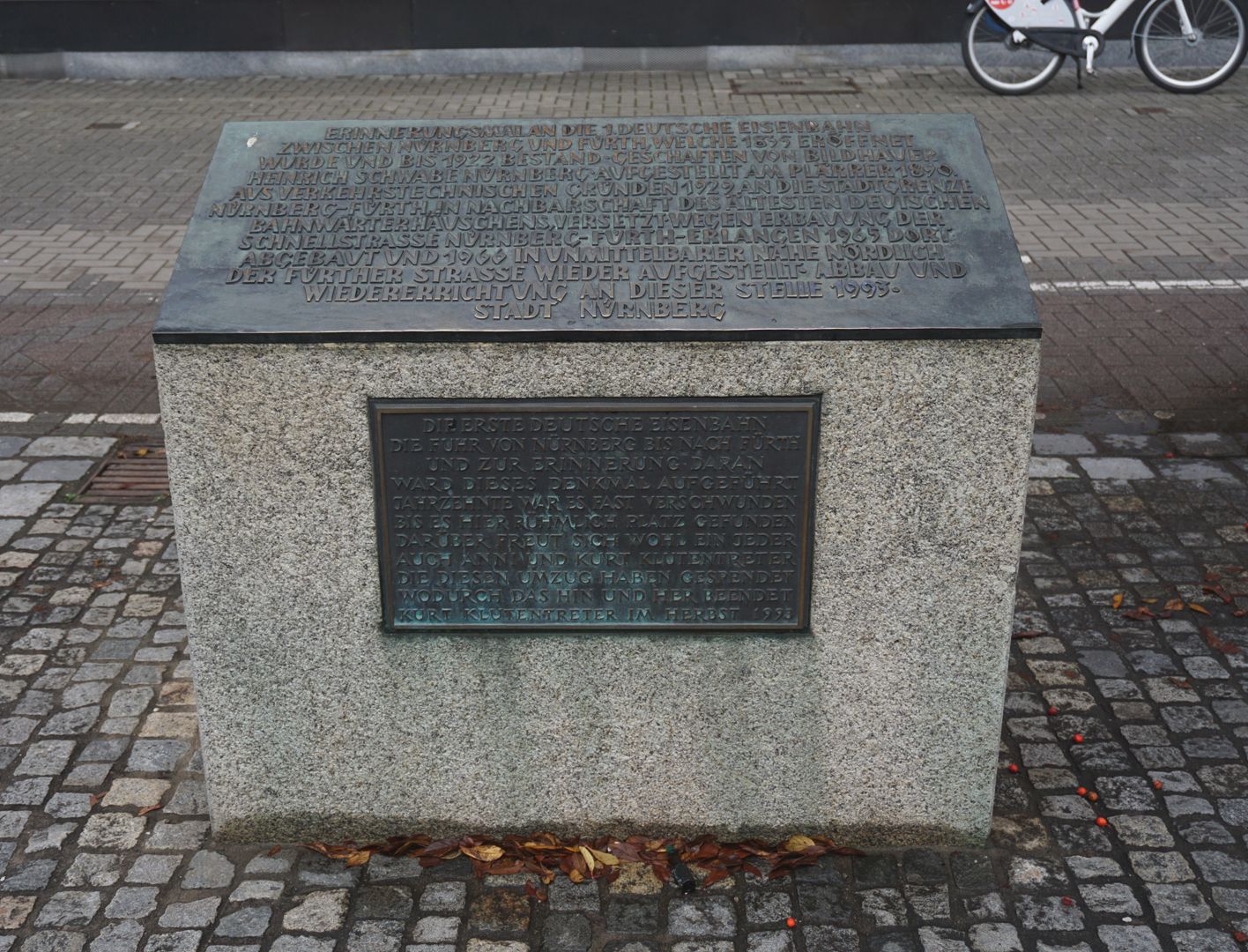 Memorial to King Ludwig´s Railway (Ludwigseisenbahn) Stone with two inscription panels