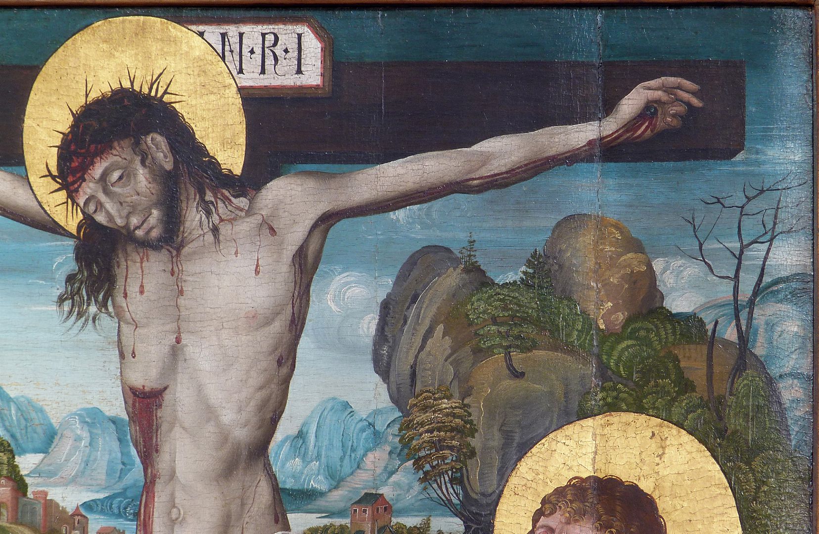 Crucifixion of Christ Right upper half of the picture