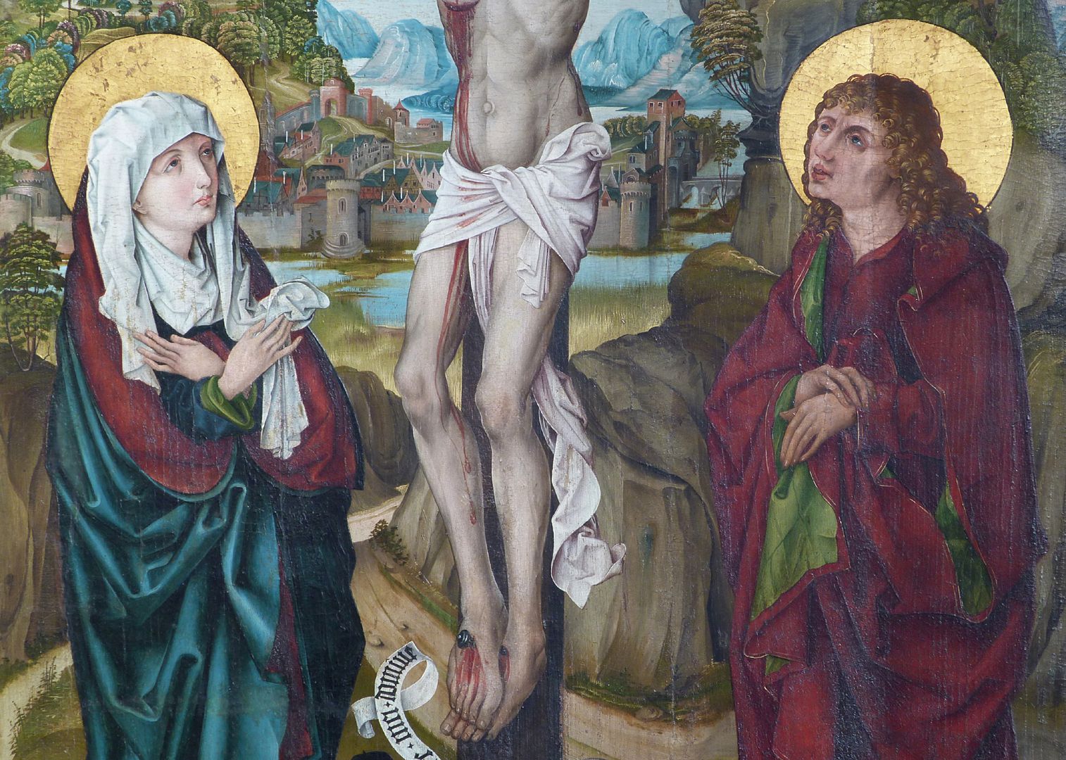 Crucifixion of Christ Picture centre with Mary and John