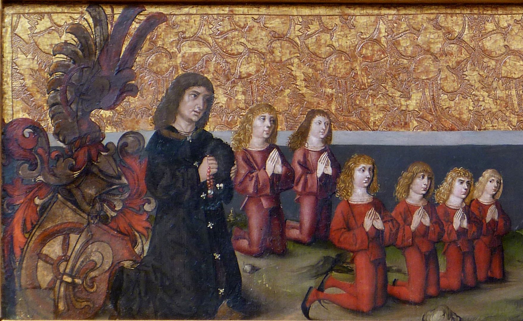 Ascension of Christ Sigmund Fürer with his coat of arms and his sons from his first and second marriage