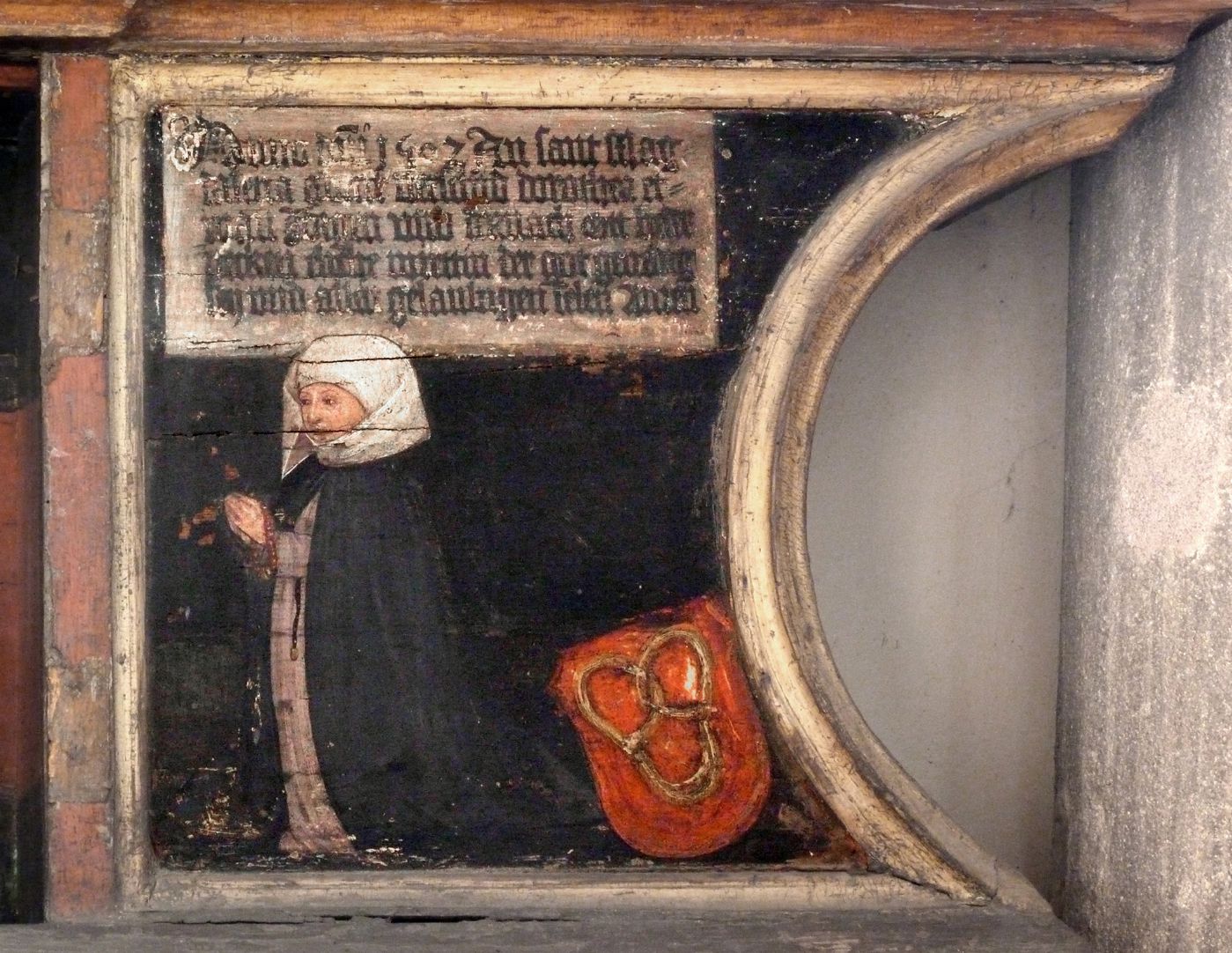 Katharinenaltar in St. Egidien Predella, Stifterin Dorothea Beck