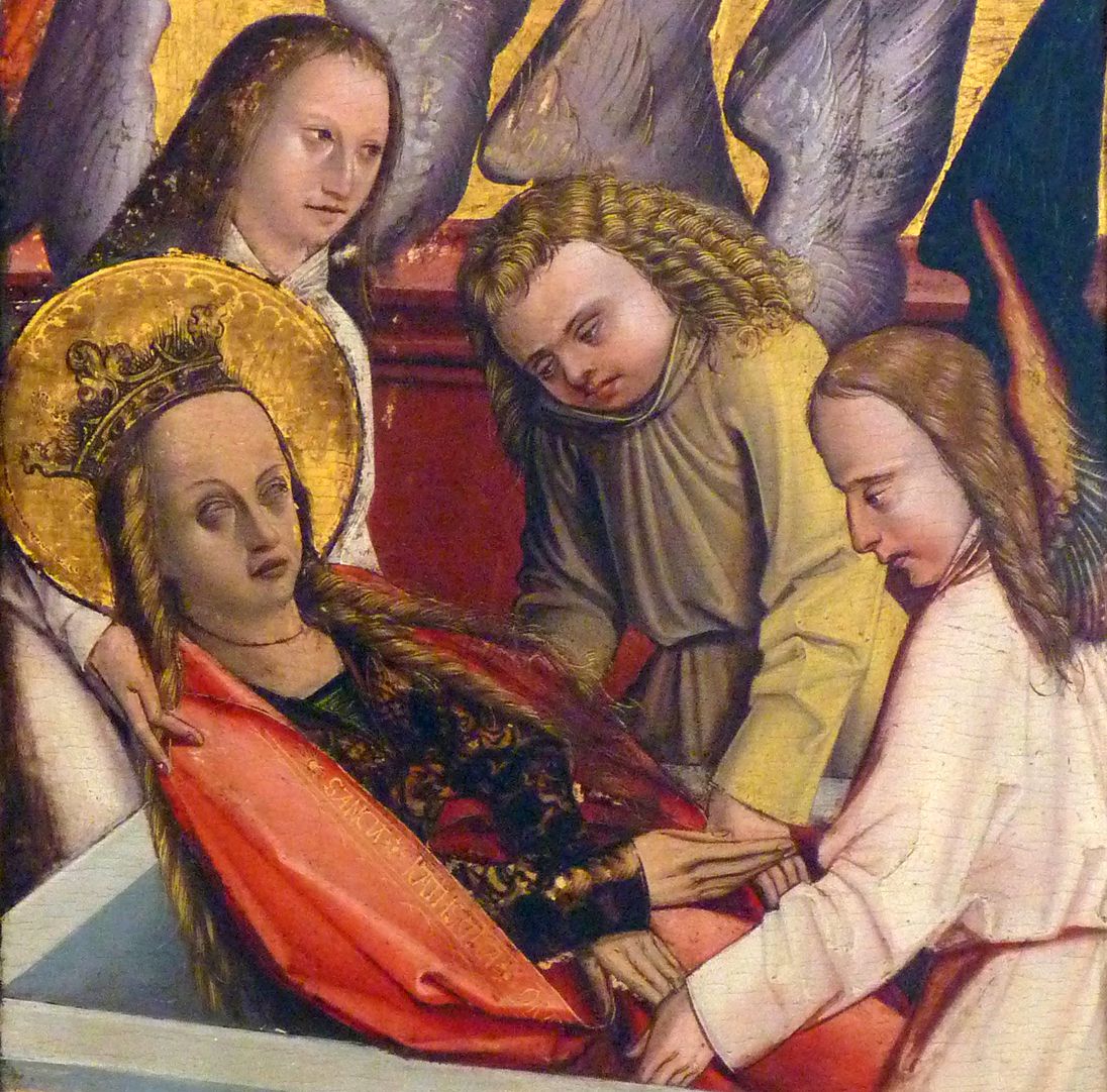 Katharinenaltar in St. Egidien Katharina wird von Engeln in das Grab gelegt, Detail