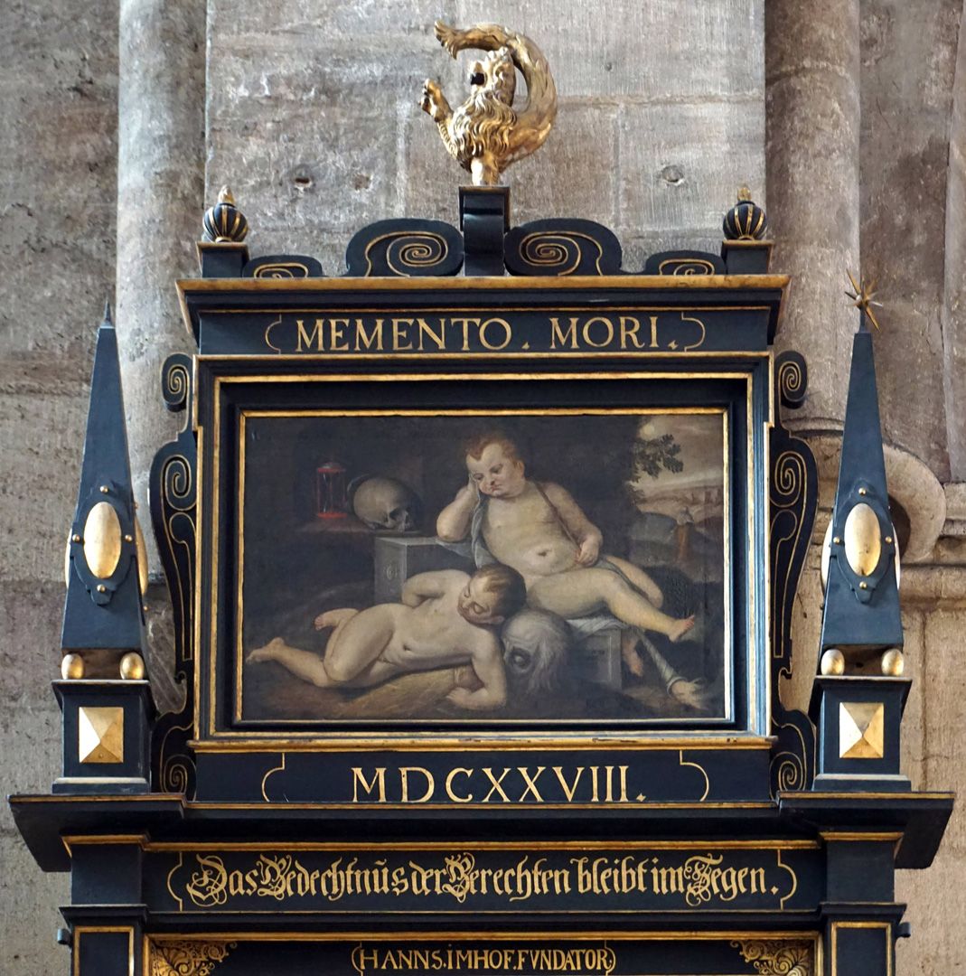MemoriaL tablet for Willibald Imhoff Upper picture with two putti as death and sleep