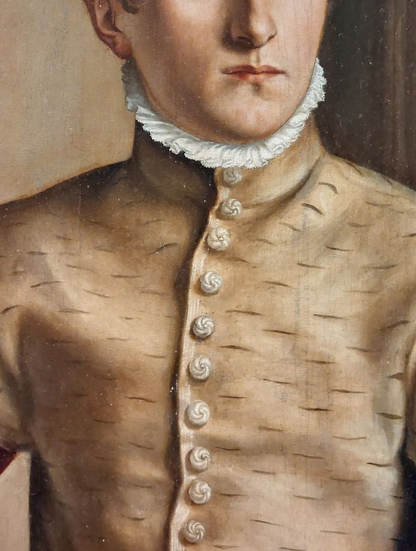 Portrait of a young man Detailed view, piece of the garment