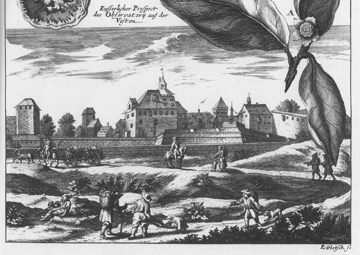 View of the observatory of the fortress Lower half of the copperplate