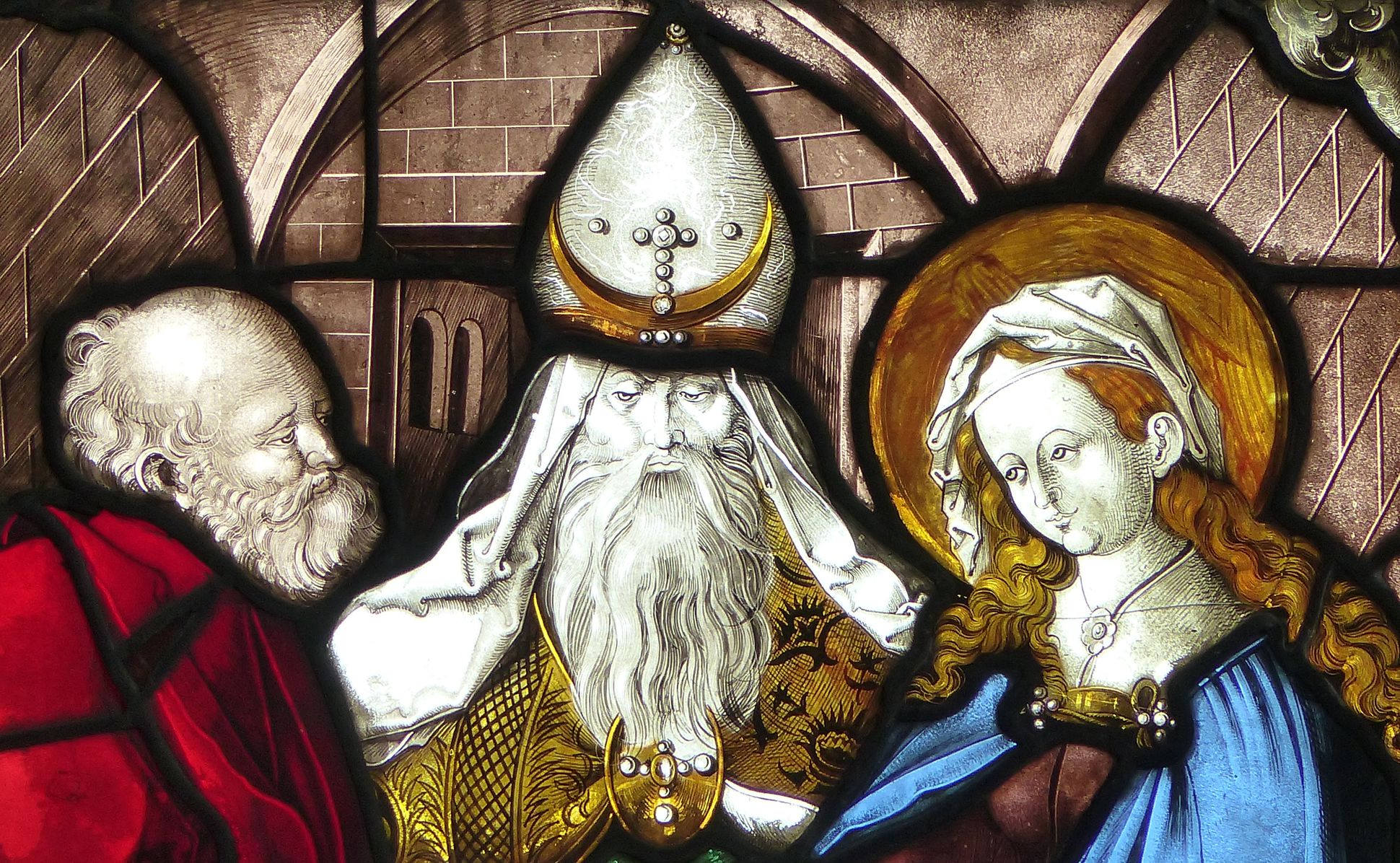Achsen- bzw. Ostfenster Vermählung Maria und Joseph, Detail