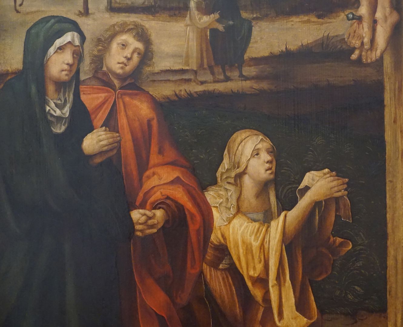 Der Gekreuzigte Detailansicht mit Maria, Johannes und Maria Magdalena