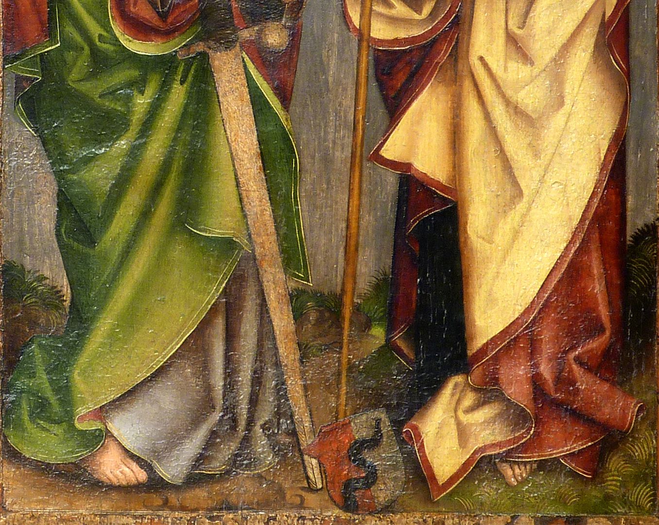 Panels of the Harsdörffer altar Matthias and Thomas with coat of arms Behaim, detai