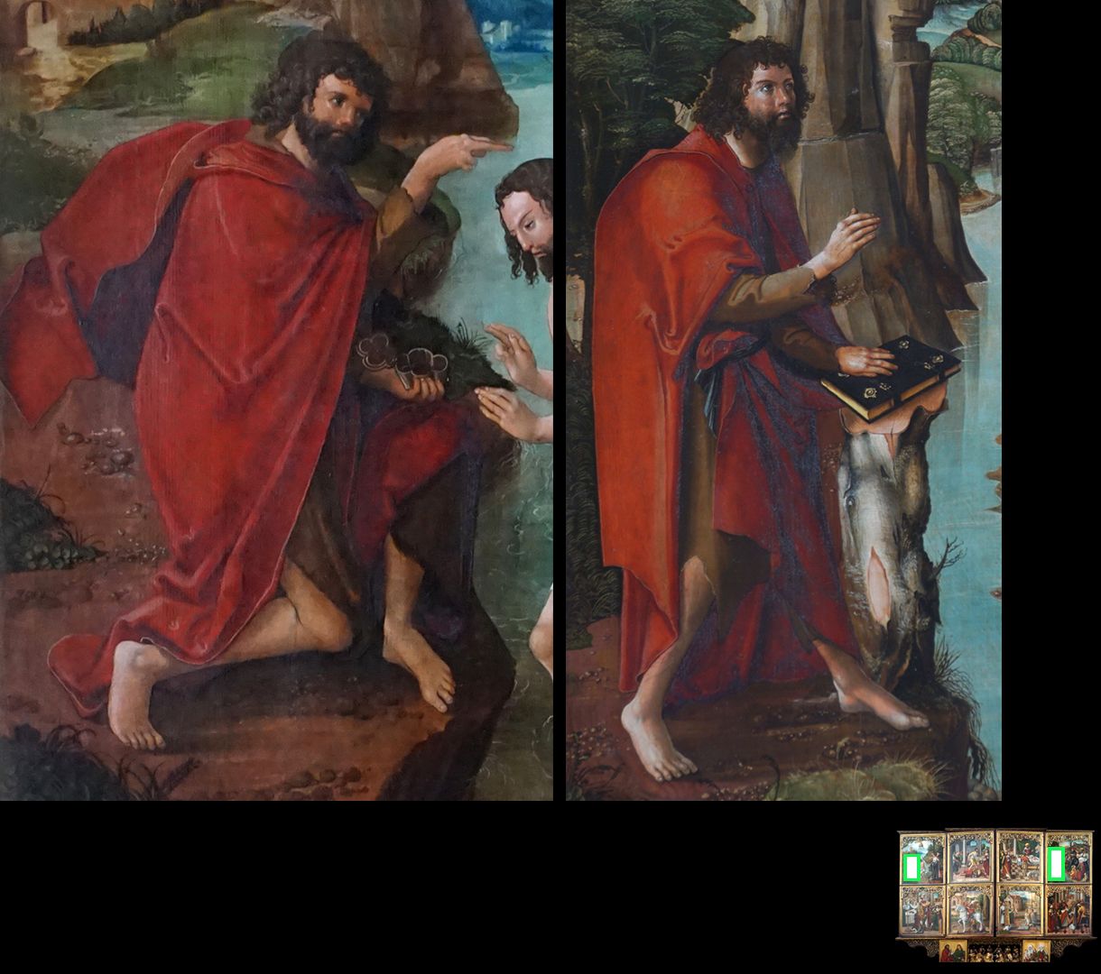 Hochaltar / Schwabach / erste Wandlung Zwei Darstellungen von Johannes auf der "Ersten Wandlung"