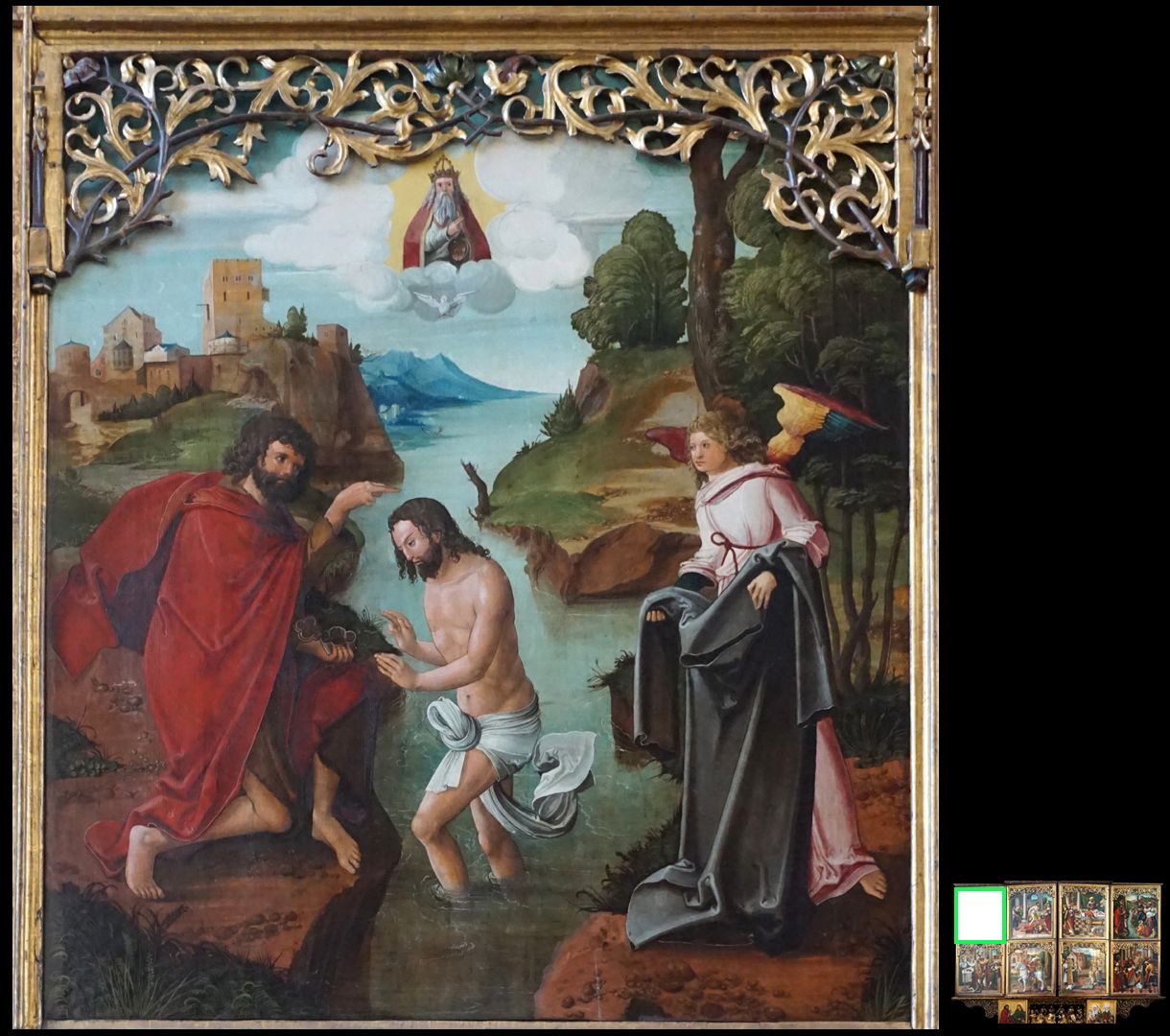 High altar / Schwabach / first conversion Baptism of Jesus by John in the Jordan River