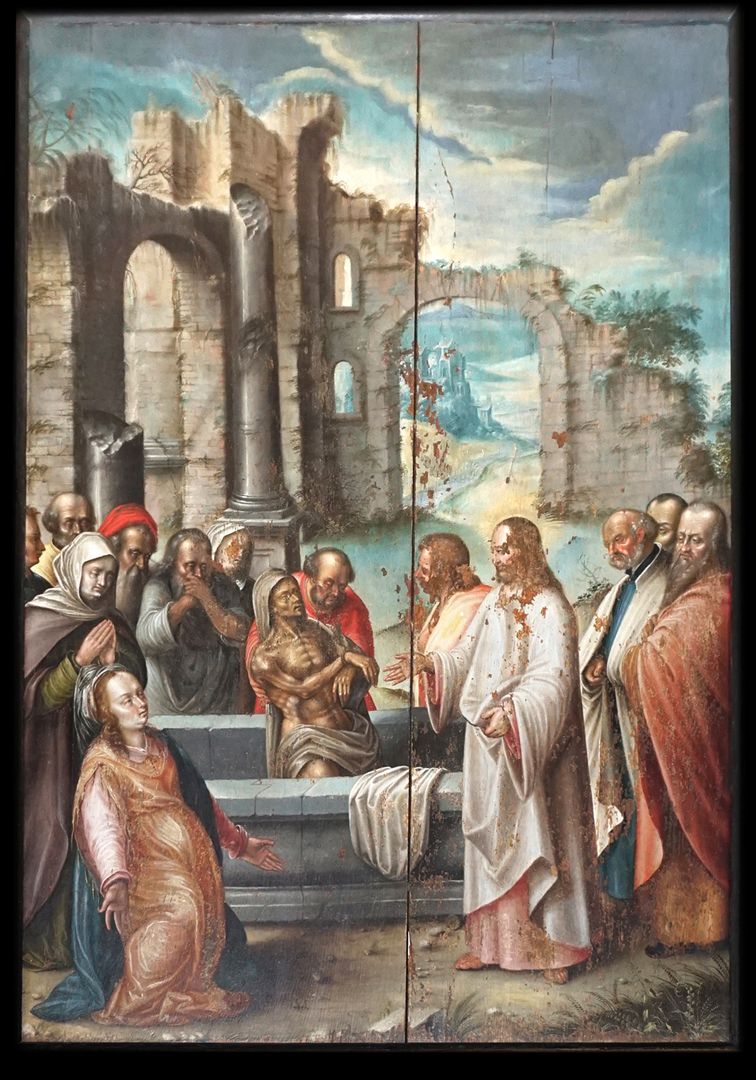 Painting epitaph for Sigmund Herel Central picture with the raising of Lazarus