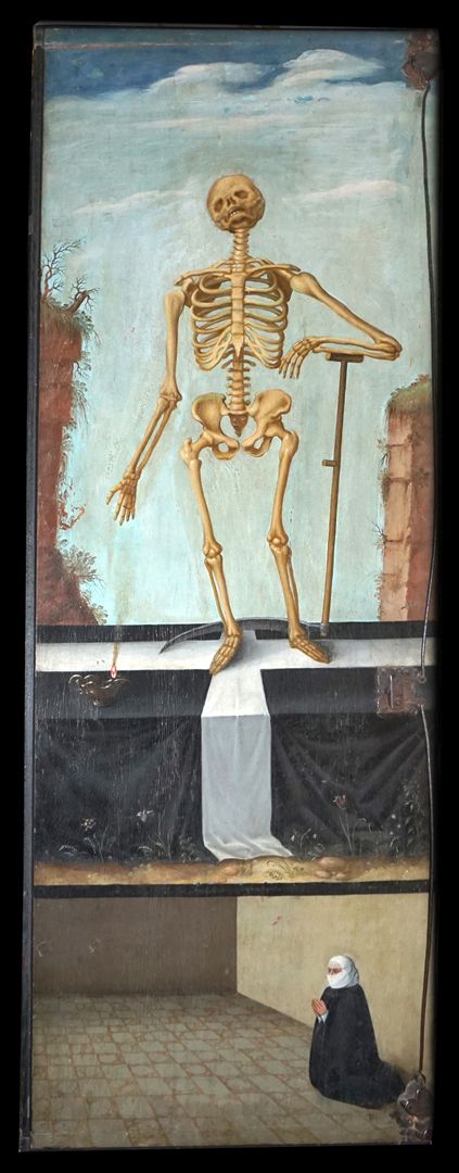 Painting epitaph for Sigmund Herel Death with scythe, with Dorothea Herel below