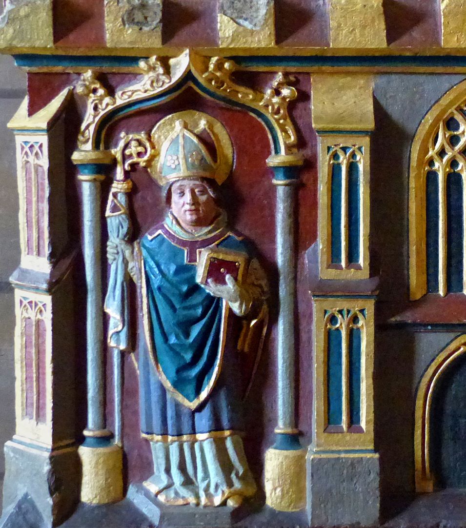 Deocarusschrein (Herrieden) östliche Schreinseite, Willibald (741 von Bonifatius zum Bischof geweiht)