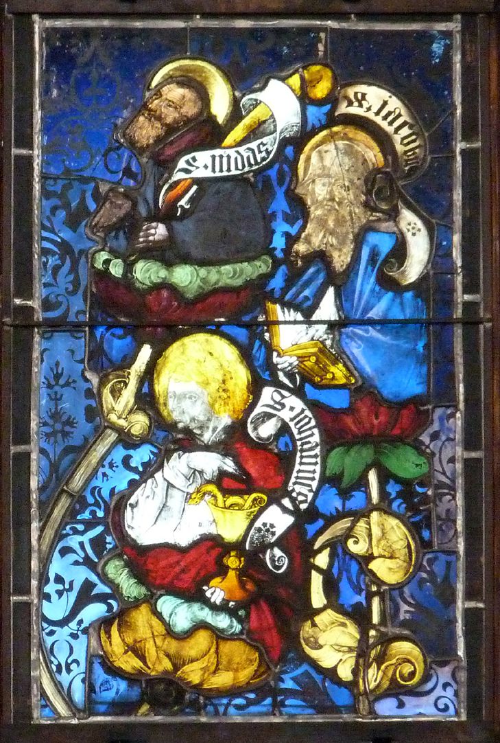 Hirschvogelfenster Heilige Sippe, Judas, Jakobus Major und Johannes