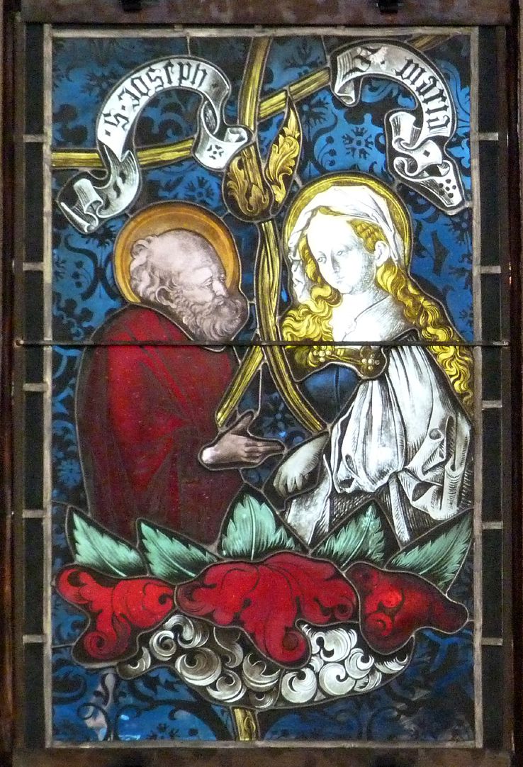 Hirschvogelfenster Heilige Sippe, Joseph und Maria (Neuschaffung)