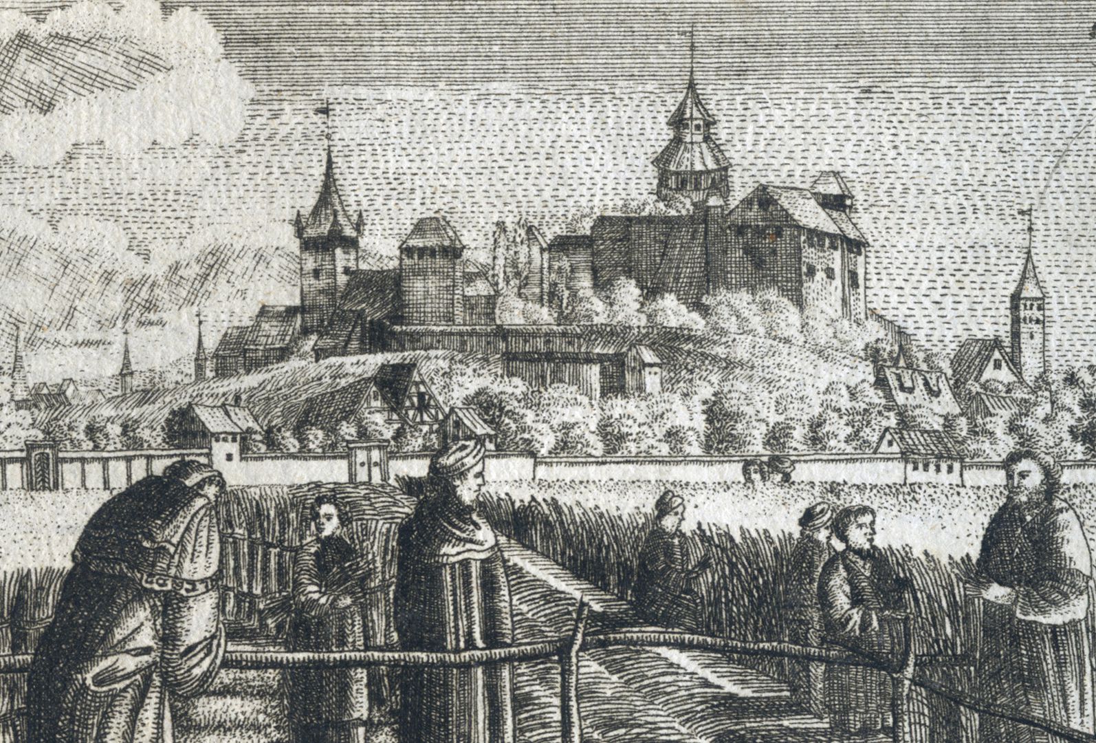 Prospect of the Johannes Felder near Nuremberg. Detail with the Nuemberg castle in the background