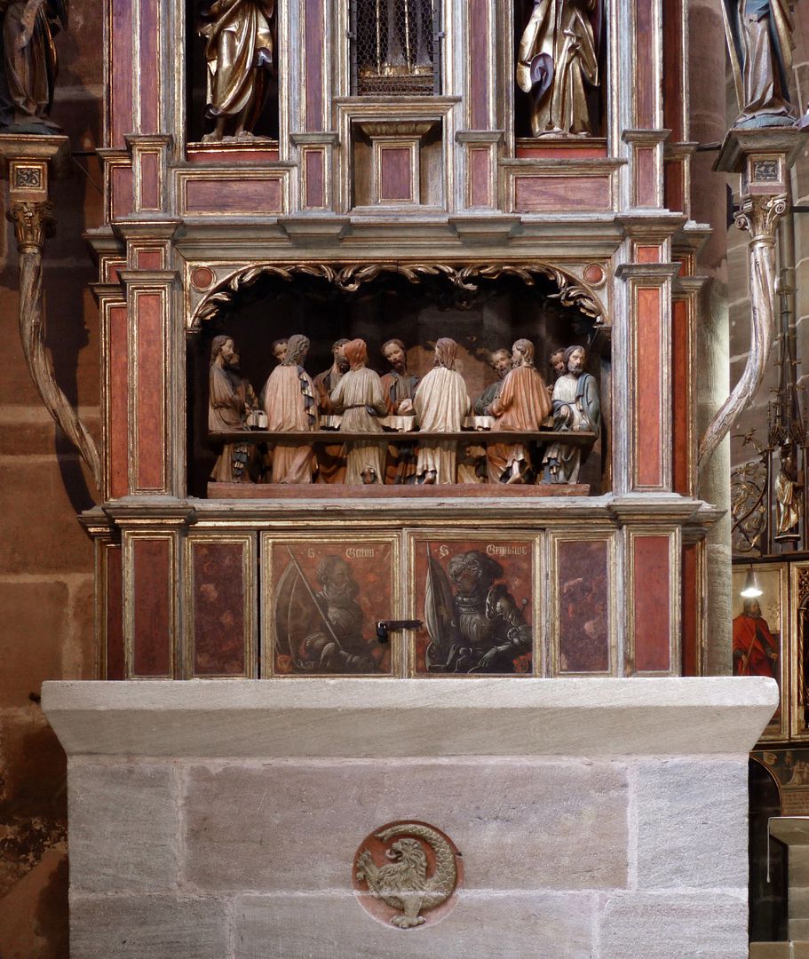 Johannesaltar (Altar der beiden Johannes) Altarmensa mit Imhofwappen