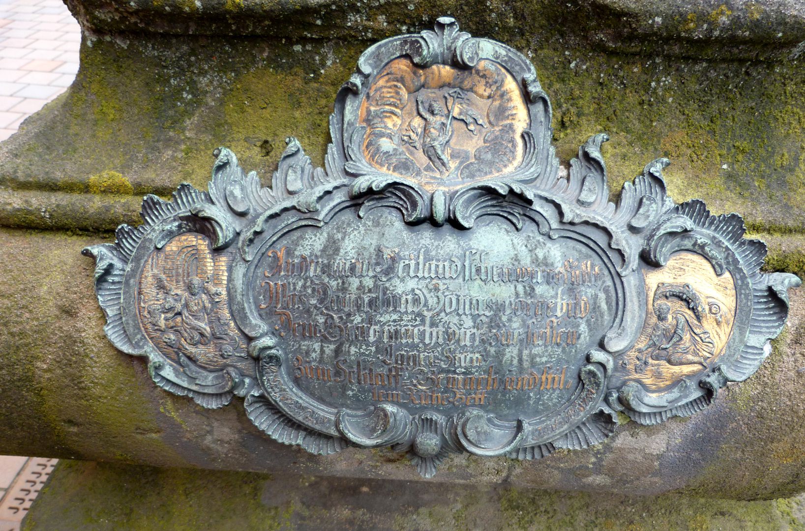 Tomb of Daniel Weidner and his spouse Maria Regina Leutner Rococo cartouche at the east side