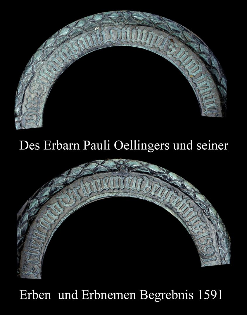 Epitaph von Paul und Magdalena Oellinger Wappenschild, Umschrift