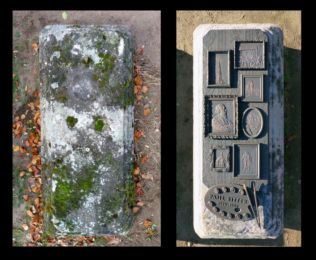 Paul Ritter grave site before - after / October 2018 and November 2020