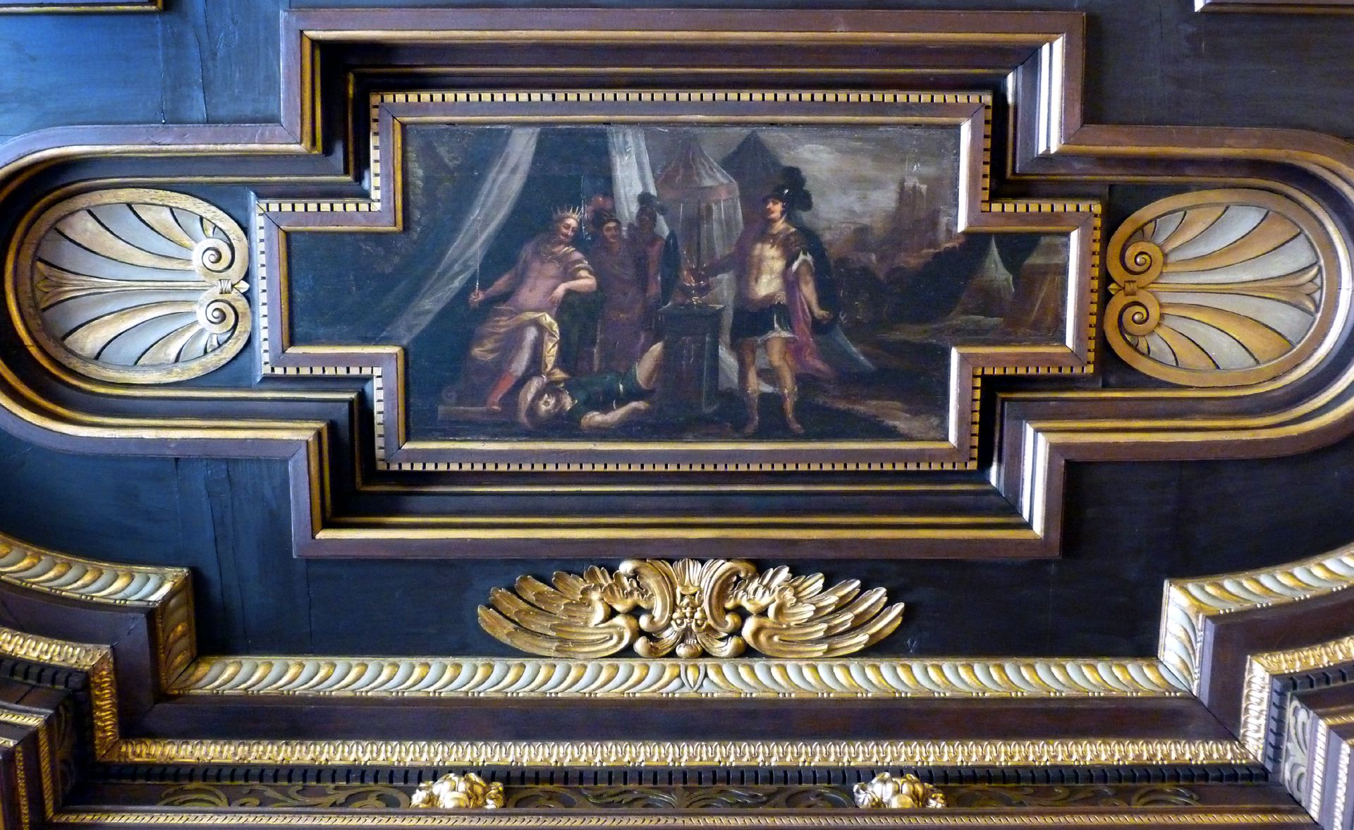 Ceiling painting in the small hall of the City Hall King Porsenna and Mucius Scaevola