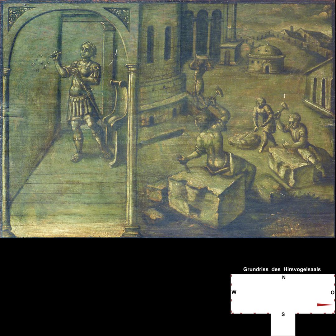 Emperors´ cycle in Hirsvogelsaal Vitenszene zu Domitian: Gesamt