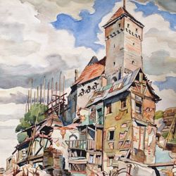 Nuremberg after the destruction of World War II / Castle and Houses on the Mount of Olives