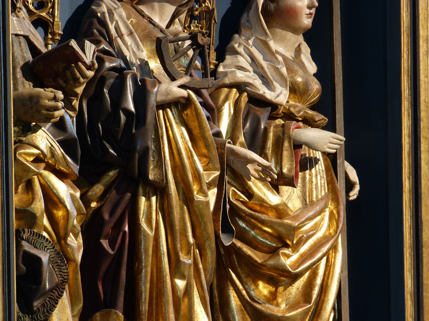 St Catherine's reredos of Levinus Memminger Garment folds of the shrine figures, detail