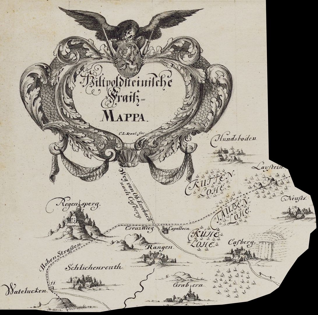 Hiltpolsteinische Fraiß-Mappa Bildausschnitt aus der linken Ecke der oberen Kartenhälfte
